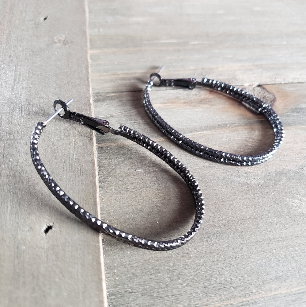 Dark Silver Hoop Earrings